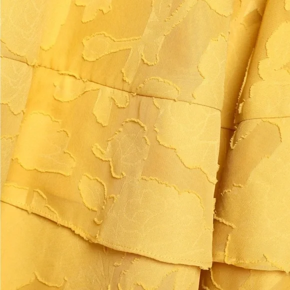 Lulus True Lover Mustard Yellow Burnout Floral Strapless Mini Dress Womens M NWT - Picture 3 of 10